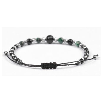 Bransoletka celebrytka czarny TURMALIN MALACHIT HEMATYT ochrona i odwaga